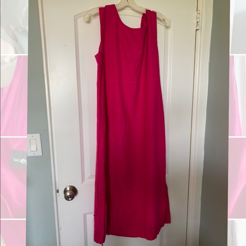 Sag Harbor Pink linen midi dress